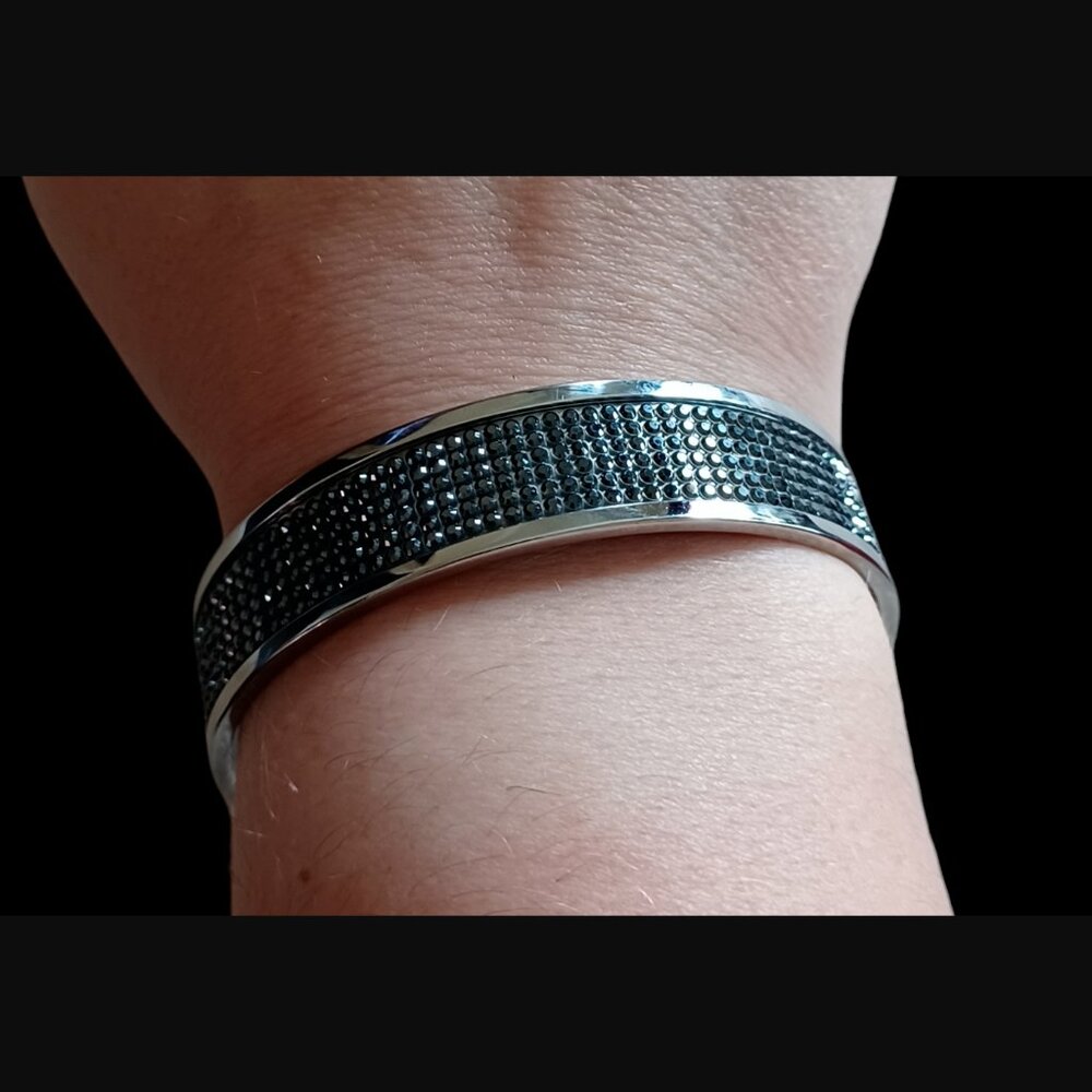 Dyrberg Kern Steel Pave Crystal 7.75" Bangle Bracelet